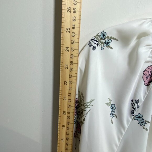 Ophelia Roe Floral Chiffon Top Women 3X Ivory Long Sleeve Flowy Boho Fairy - Picture 4 of 9